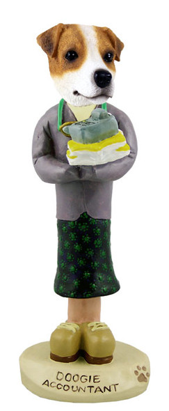 Dog Lover Hand-painted Figurine - Jack Russell Terrier Accountant (female) Doogie Collectible From Conversation Concepts