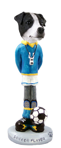 Dog Lover Hand-painted Figurine - Jack Russell Terrier Black & White W/smooth Coat Soccer Doogie Collectible From Conversation Concepts