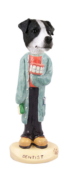 Dog Lover Hand-painted Figurine - Jack Russell Terrier Black & White W/smooth Coat Dentist Doogie Collectible From Conversation Concepts