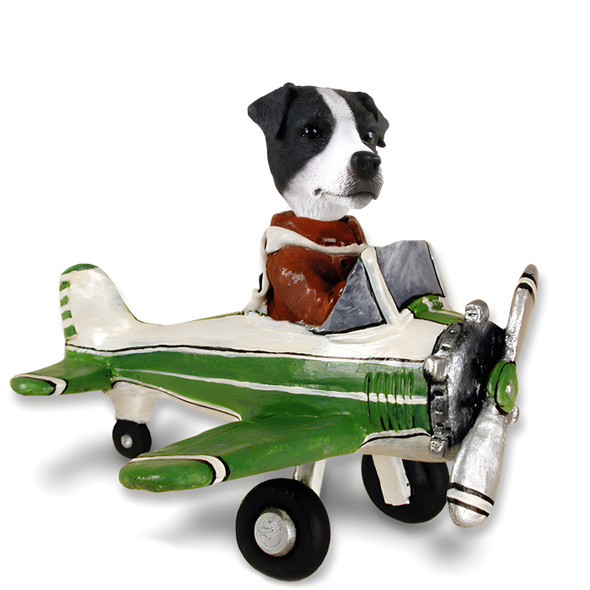 Dog Lover Hand-painted Figurine - Jack Russell Terrier Black & White W/smooth Coat Airplane Doogie Collectible From Conversation Concepts
