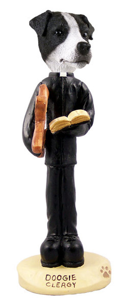 Dog Lover Doogie Collectible Figurine - Jack Russell Terrier Black & White W/smooth Coat Clergy From Conversation Concepts