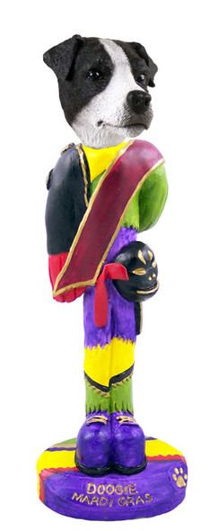 Dog Lover Hand-painted Figurine - Jack Russell Terrier Black & White W/smooth Coat Mardi Gras Doogie Collectible From Conversation Concepts