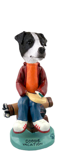 Dog Lover Hand-painted Figurine - Jack Russell Terrier Black & White W/smooth Coat Vacation Doogie Collectible From Conversation Concepts