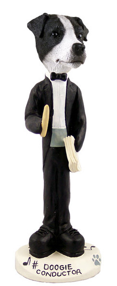 Dog Lover Hand-painted Figurine - Jack Russell Terrier Black & White W/smooth Coat Conductor Doogie Collectible From Conversation Concepts