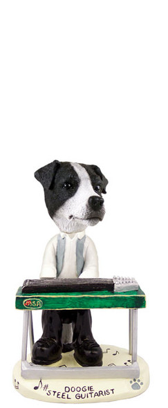 Dog Lover Hand-painted Figurine - Jack Russell Terrier Black & White W/smooth Coat Steel Guitarist Doogie Collectible From Conversation Concepts