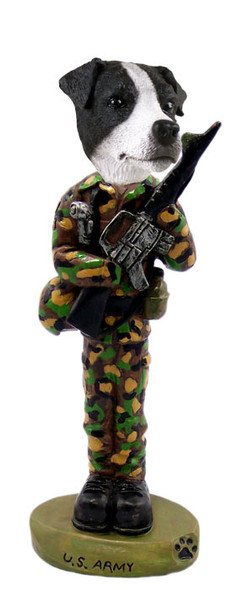 Dog Lover Hand-painted Figurine - Jack Russell Terrier Black & White W/smooth Coat U.s. Army Doogie Collectible From Conversation Concepts