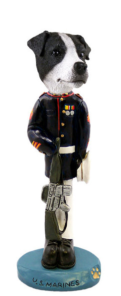 Dog Lover Hand-painted Figurine - Jack Russell Terrier Black & White W/smooth Coat U.s. Marines Doogie Collectible From Conversation Concepts