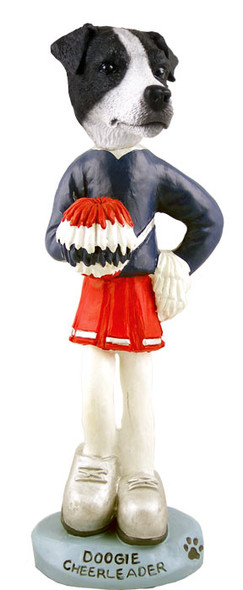 Dog Lover Hand-painted Figurine - Jack Russell Terrier Black & White W/smooth Coat Cheerleader Doogie Collectible From Conversation Concepts
