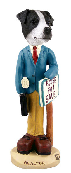 Dog Lover Hand-painted Figurine - Jack Russell Terrier Black & White W/smooth Coat Realtor (male) Doogie Collectible From Conversation Concepts
