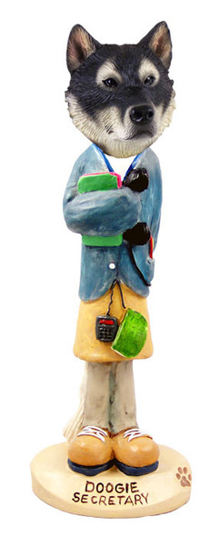 Dog Lover Hand-painted Figurine - Alaskan Malamute Secretary Doogie Collectible From Conversation Concepts