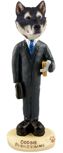 Dog Lover Hand-painted Figurine - Alaskan Malamute Businessman Doogie Collectible From Conversation Concepts