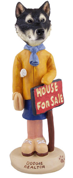 Dog Lover Hand-painted Figurine - Alaskan Malamute Realtor (female) Doogie Collectible From Conversation Concepts