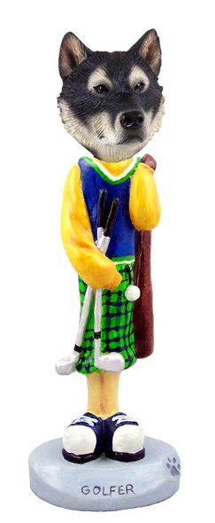 Dog Lover Doogie Collectible Figurine - Alaskan Malamute Golf From Conversation Concepts