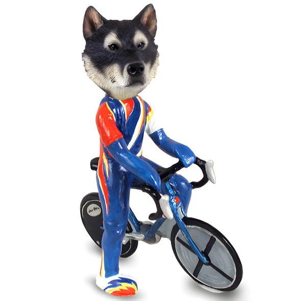 Dog Lover Hand-painted Figurine - Alaskan Malamute Bicycle Doogie Collectible From Conversation Concepts