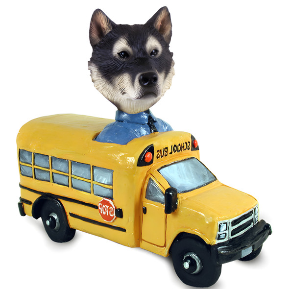 Dog Lover Hand-painted Figurine - Alaskan Malamute School Bus Doogie Collectible From Conversation Concepts