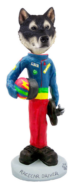 Dog Lover Hand-painted Figurine - Alaskan Malamute Racecar Driver Doogie Collectible From Conversation Concepts