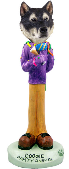 Dog Lover Hand-painted Figurine - Alaskan Malamute Party Animal Doogie Collectible From Conversation Concepts