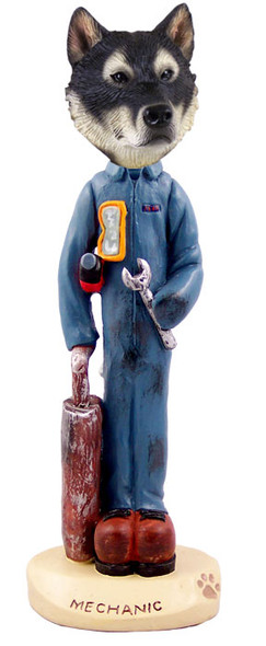Dog Lover Hand-painted Figurine - Alaskan Malamute Mechanic Doogie Collectible From Conversation Concepts