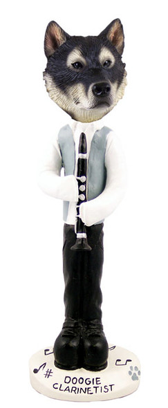 Dog Lover Hand-painted Figurine - Alaskan Malamute Clarinetist Doogie Collectible From Conversation Concepts