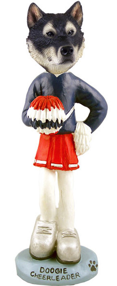 Dog Lover Hand-painted Figurine - Alaskan Malamute Cheerleader Doogie Collectible From Conversation Concepts