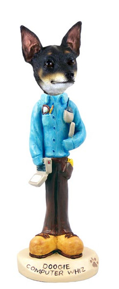 Dog Lover Hand-painted Figurine - Rat Terrier Computer Whiz Doogie Collectible From Conversation Concepts