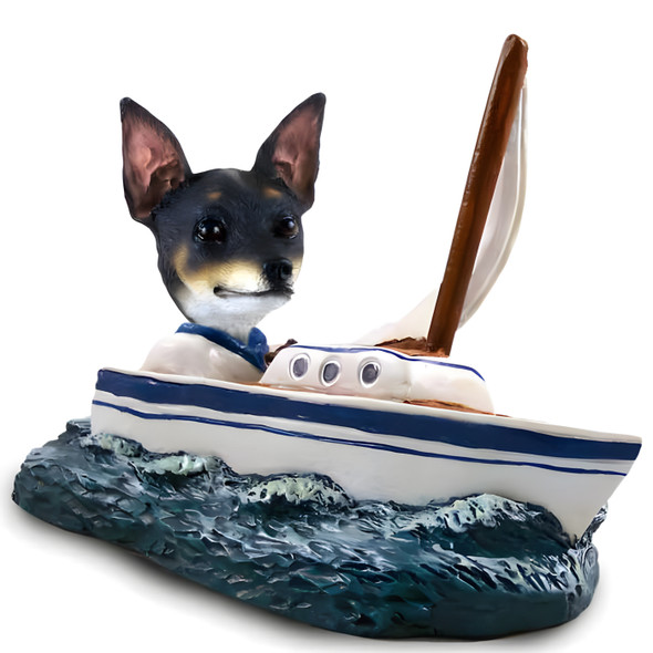 Dog Lover Doogie Collectible Figurine - Rat Terrier Sailboat From Conversation Concepts