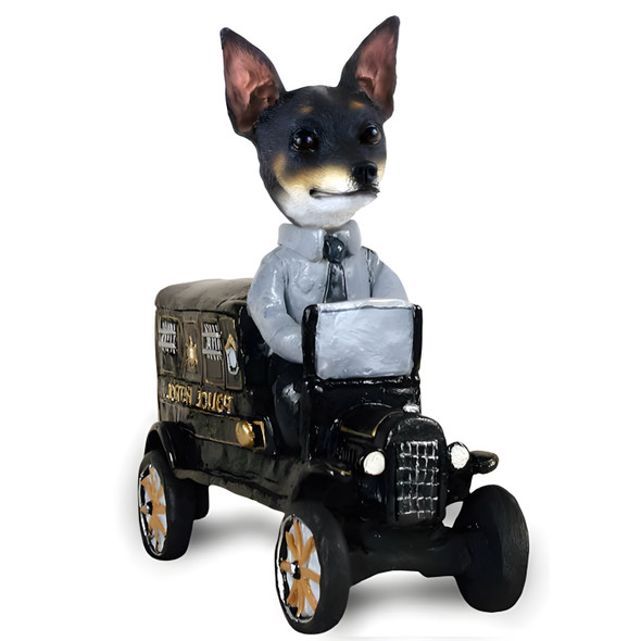 Dog Lover Hand-painted Figurine - Rat Terrier Paddy Wagon Doogie Collectible From Conversation Concepts