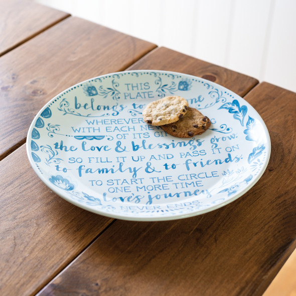 Fill It Up And Pass It On Decorative Stoneware Blessing Plate 12 Inch from Primitives by Kathy