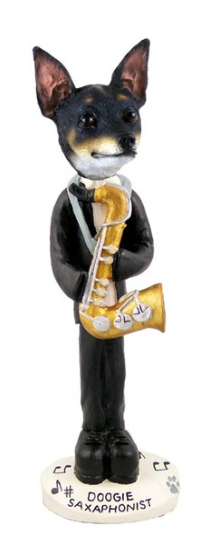 Dog Lover Hand-painted Figurine - Rat Terrier Saxophonist Doogie Collectible From Conversation Concepts