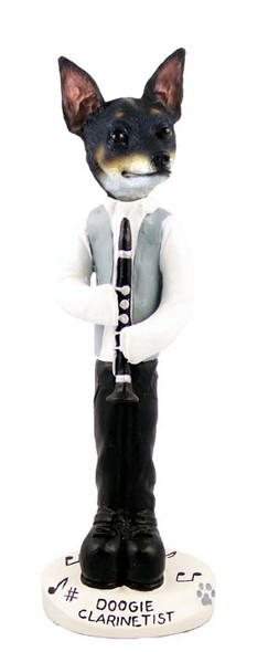 Dog Lover Hand-painted Figurine - Rat Terrier Clarinetist Doogie Collectible From Conversation Concepts