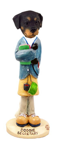 Dog Lover Hand-painted Figurine - Rottweiler Secretary Doogie Collectible From Conversation Concepts