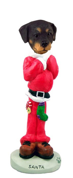 Dog Lover Hand-painted Figurine - Rottweiler Santa Doogie Collectible From Conversation Concepts