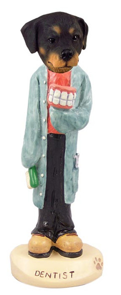 Dog Lover Hand-painted Figurine - Rottweiler Dentist Doogie Collectible From Conversation Concepts