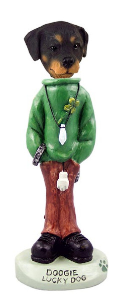 Dog Lover Hand-painted Figurine - Rottweiler Lucky Dog Doogie Collectible From Conversation Concepts
