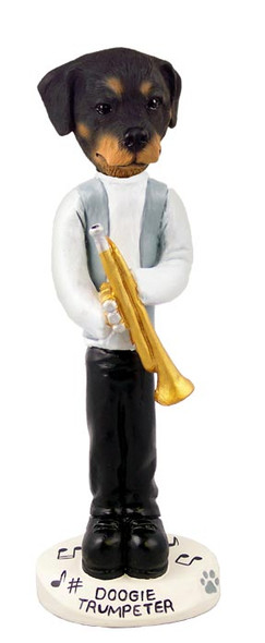 Dog Lover Hand-painted Figurine - Rottweiler Trumpeter Doogie Collectible From Conversation Concepts