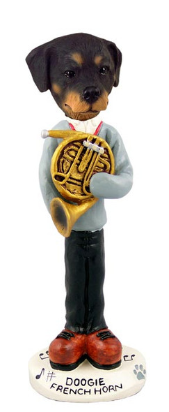 Dog Lover Hand-painted Figurine - Rottweiler French Horn Doogie Collectible From Conversation Concepts