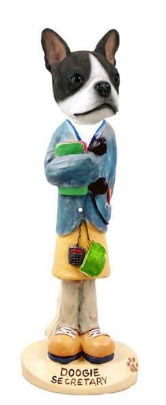 Dog Lover Hand-painted Figurine - Boston Terrier Secretary Doogie Collectible From Conversation Concepts