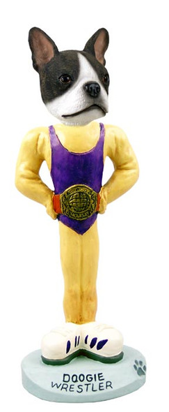 Dog Lover Doogie Collectible Figurine - Boston Terrier Wrestler From Conversation Concepts