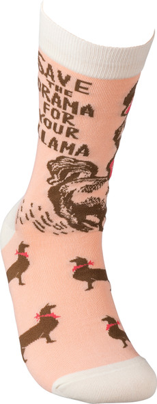 Save The Drama For Your Llama Colorfully Printed Cotton Socks from Primitives by Kathy