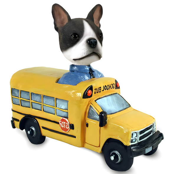Dog Lover Doogie Collectible Figurine - Boston Terrier School Bus From Conversation Concepts