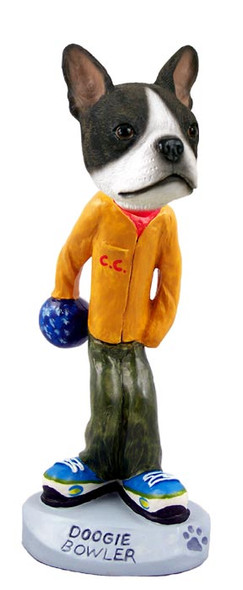 Dog Lover Doogie Collectible Figurine - Boston Terrier Bowler From Conversation Concepts