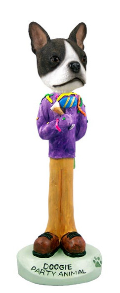 Dog Lover Hand-painted Figurine - Boston Terrier Party Animal Doogie Collectible From Conversation Concepts
