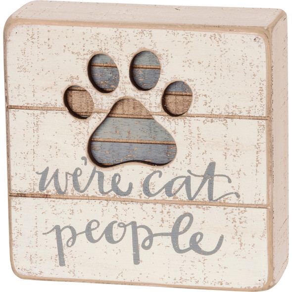 Pet Love We're Cat People Decorative Slat Wood Box Sign from Primitives by Kathy