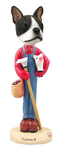 Dog Lover Doogie Collectible Figurine - Boston Terrier Farmer From Conversation Concepts