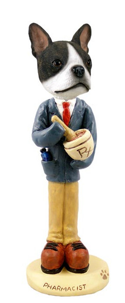 Dog Lover Doogie Collectible Figurine - Boston Terrier Pharmacist From Conversation Concepts