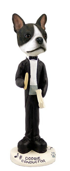 Dog Lover Hand-painted Figurine - Boston Terrier Conductor Doogie Collectible From Conversation Concepts