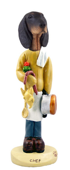 Dog Lover Hand-painted Figurine - Coonhound Black & Tan Chef Doogie Collectible From Conversation Concepts