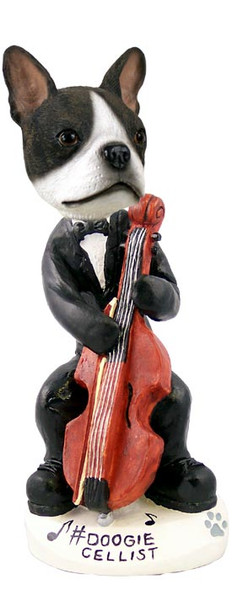 Dog Lover Hand-painted Figurine - Boston Terrier Cellist Doogie Collectible From Conversation Concepts