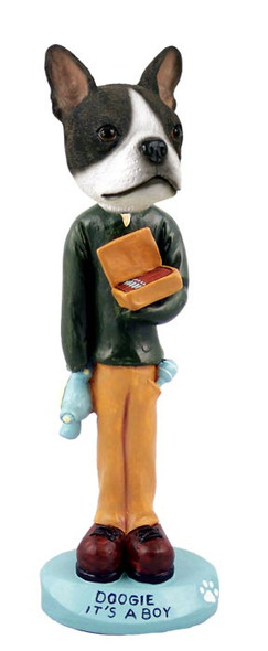 Dog Lover Doogie Collectible Figurine - Boston Terrier It's A Boy From Conversation Concepts