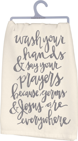 Wash Your Hands & Say Your Prayers Cotton Dish Towel from Primitives by Kathy